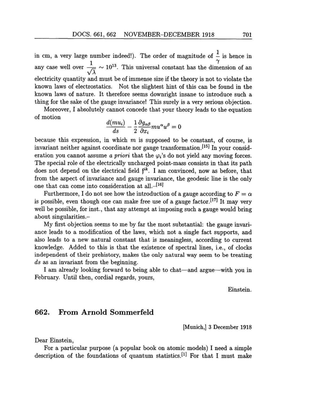 Volume 8: The Berlin Years: Correspondence, 1914-1918 (English translation supplement) page 701