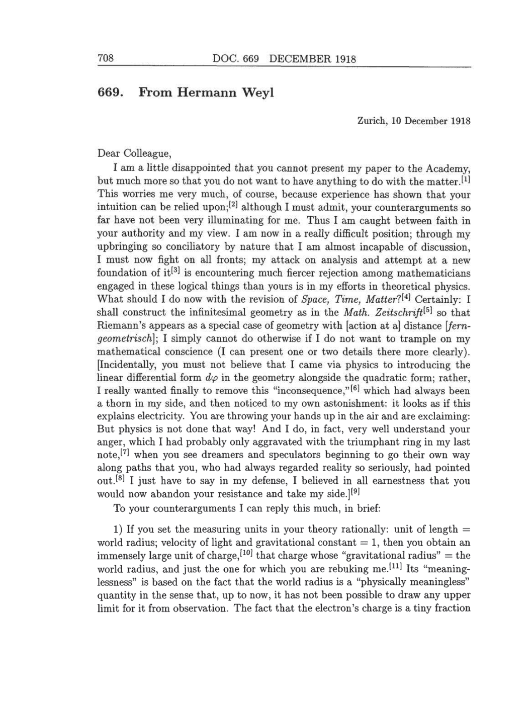 Volume 8: The Berlin Years: Correspondence, 1914-1918 (English translation supplement) page 708