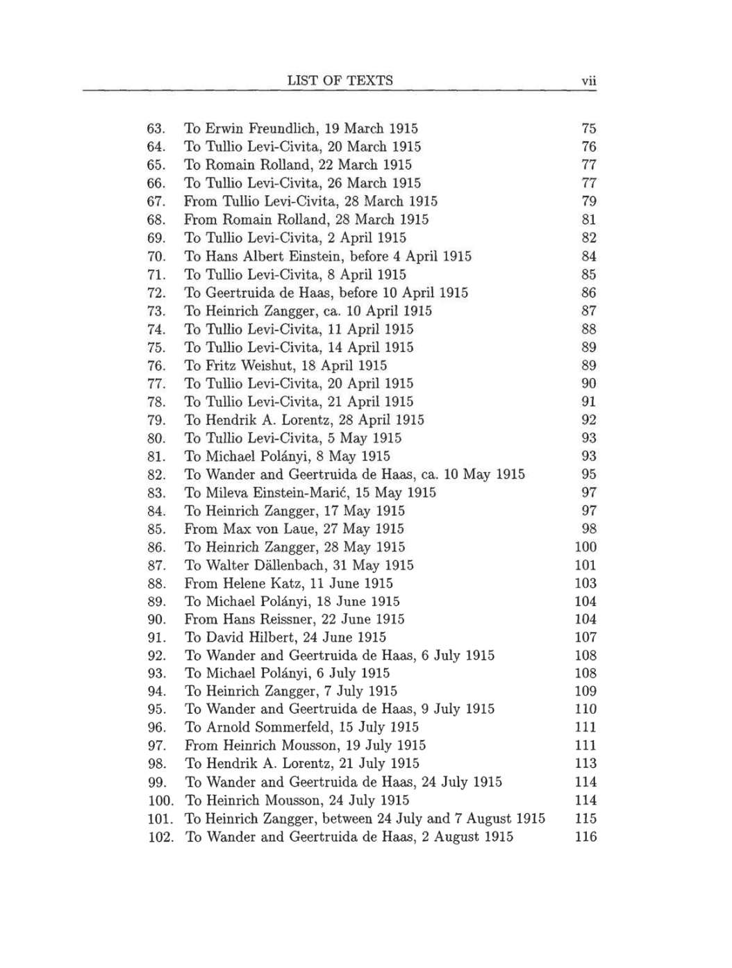 Volume 8: The Berlin Years: Correspondence, 1914-1918 (English translation supplement) page vii