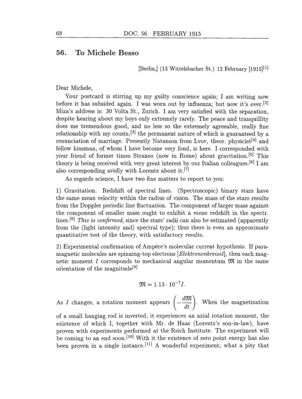 Volume 8: The Berlin Years: Correspondence, 1914-1918 (English translation supplement) page 68