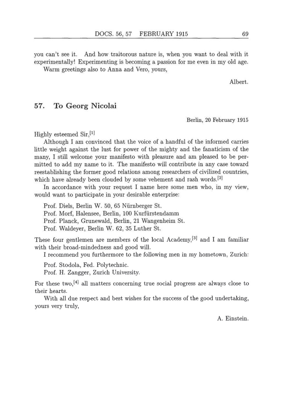 Volume 8: The Berlin Years: Correspondence, 1914-1918 (English translation supplement) page 69