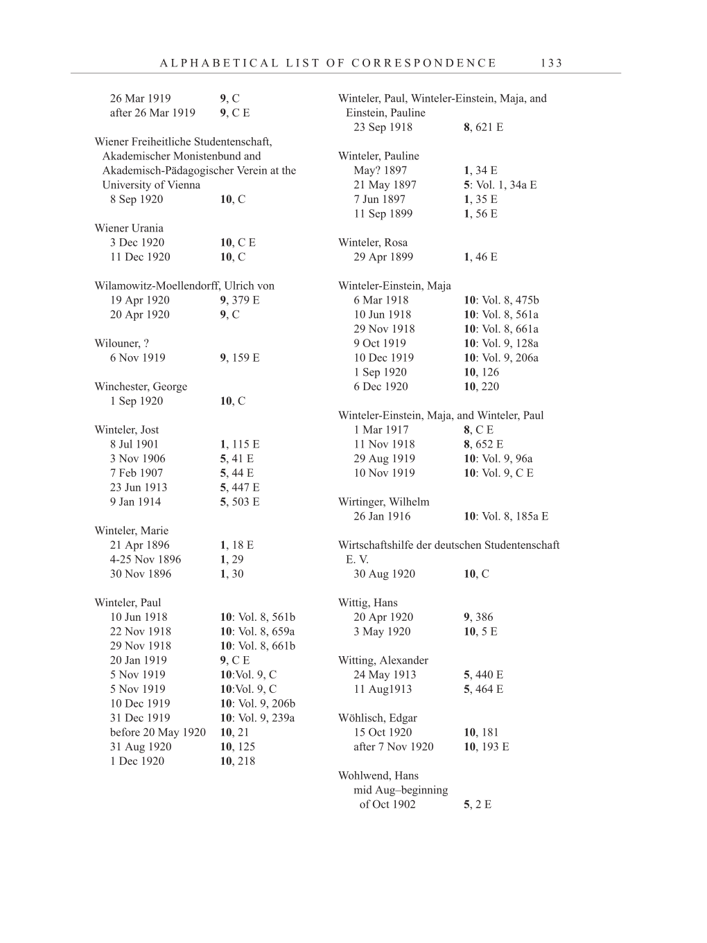 Volume 11: Cumulative Index, Bibliography, List of Correspondence, Chronology, and Errata to Volumes 1-10 page 133