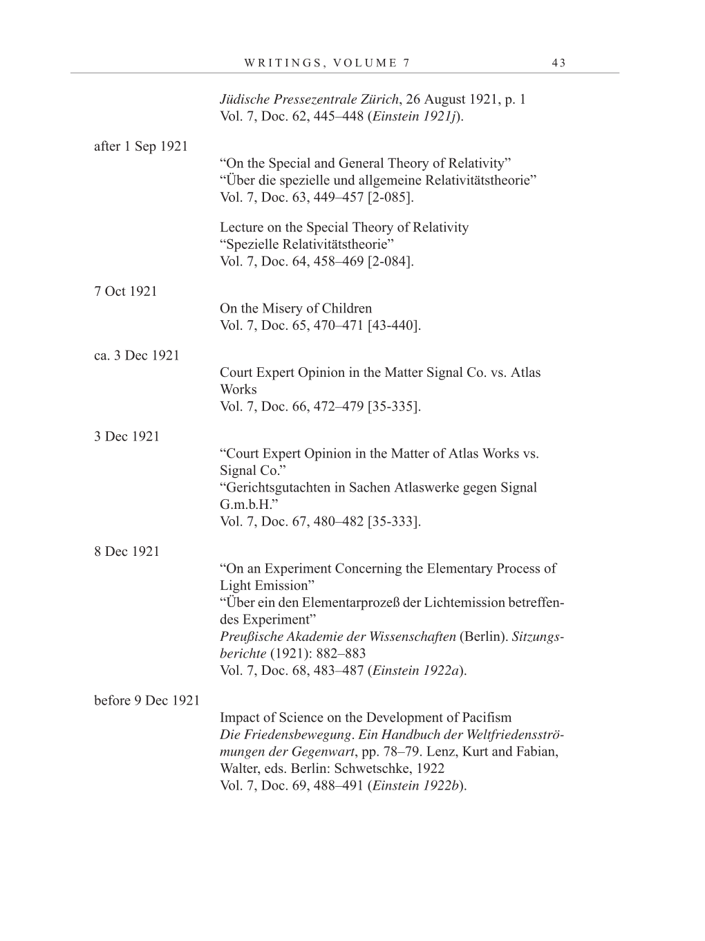Volume 11: Cumulative Index, Bibliography, List of Correspondence, Chronology, and Errata to Volumes 1-10 page 43