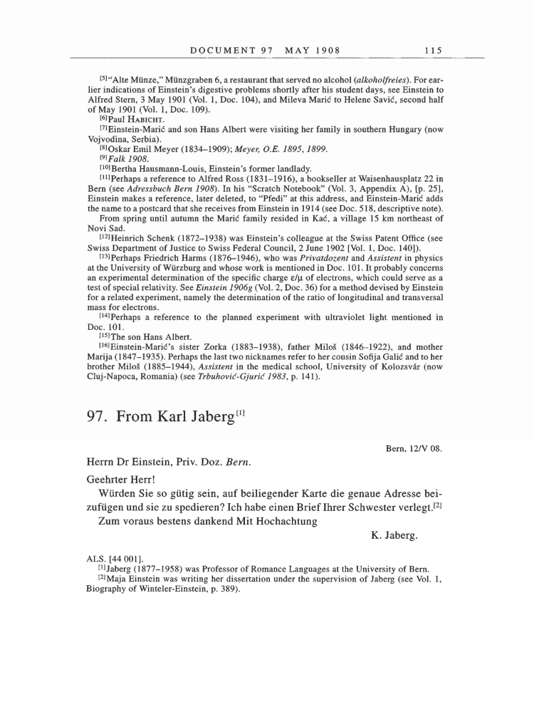 Volume 5: The Swiss Years: Correspondence, 1902-1914 page 115