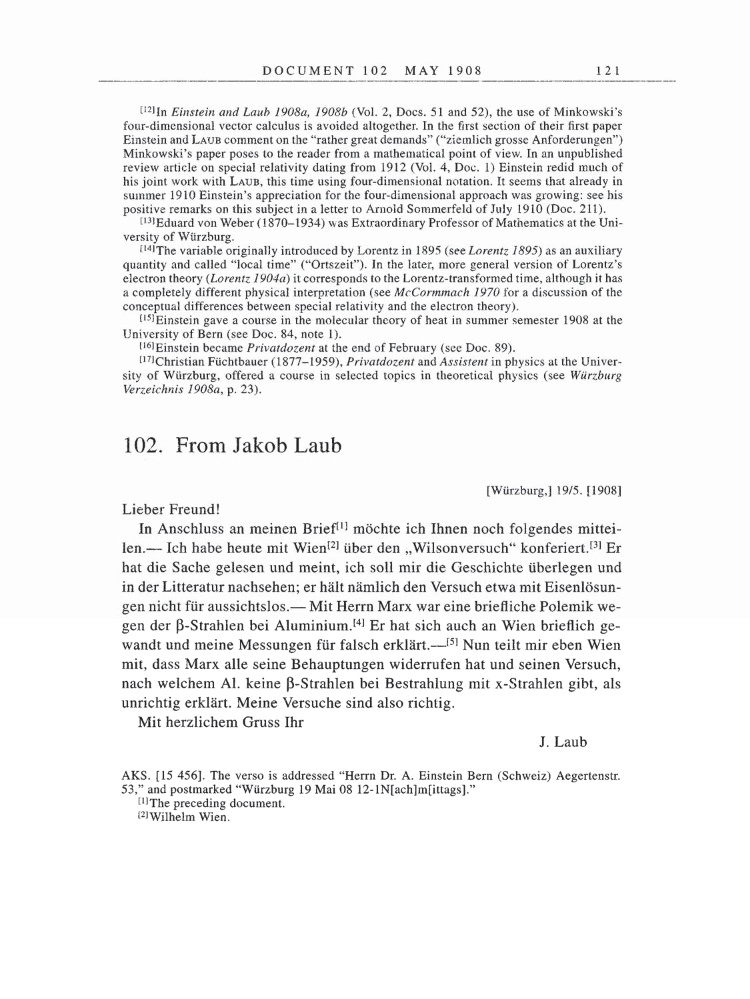 Volume 5: The Swiss Years: Correspondence, 1902-1914 page 121
