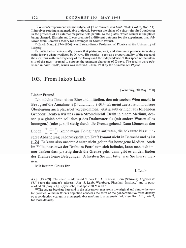 Volume 5: The Swiss Years: Correspondence, 1902-1914 page 122
