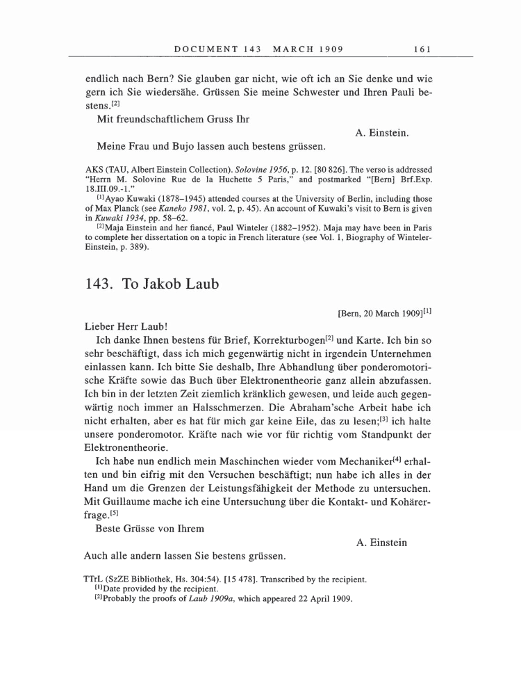 Volume 5: The Swiss Years: Correspondence, 1902-1914 page 161