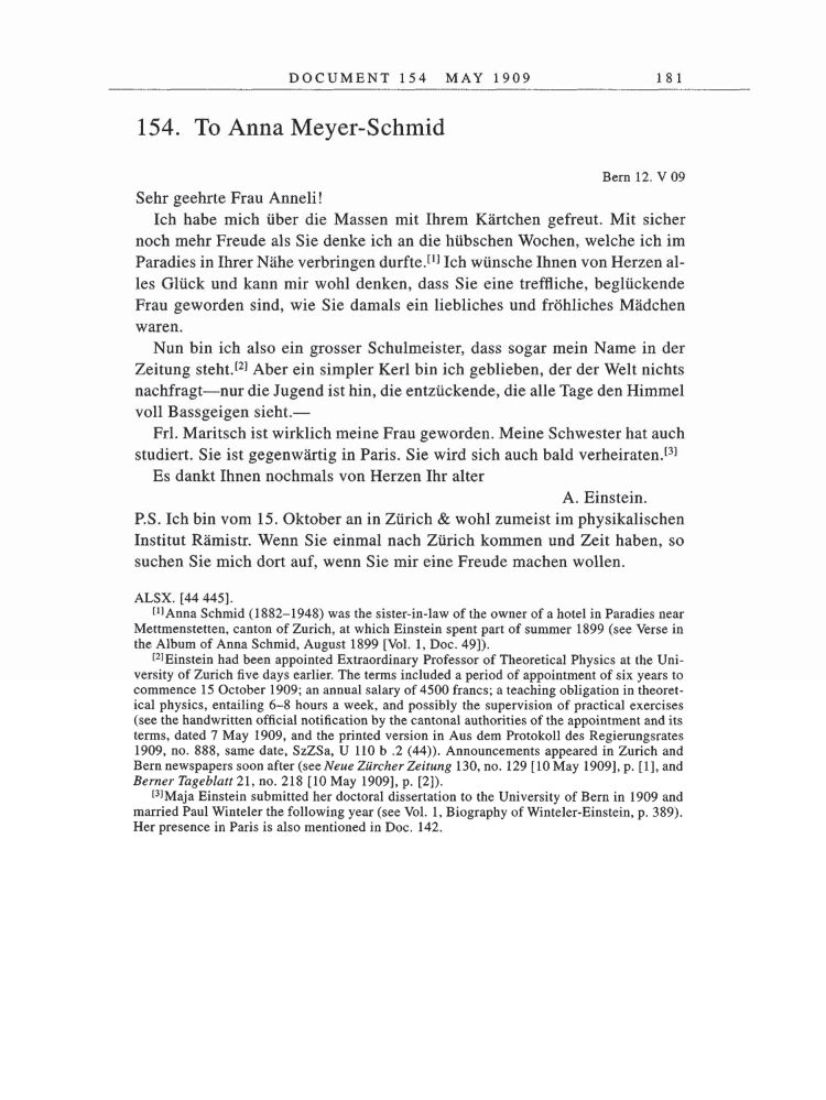 Volume 5: The Swiss Years: Correspondence, 1902-1914 page 181