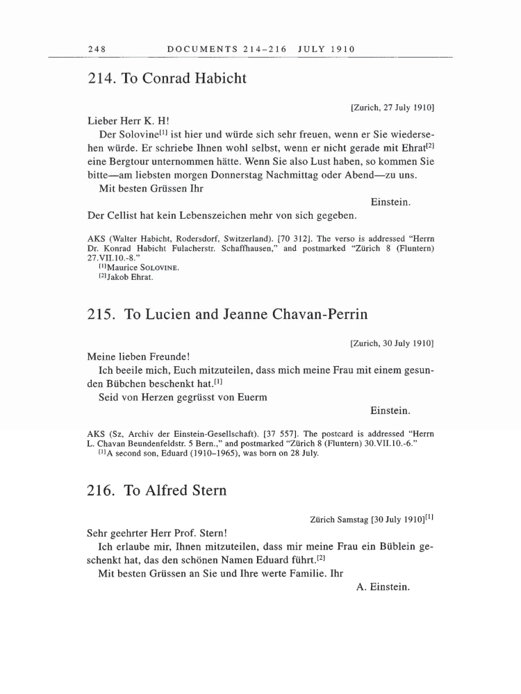 Volume 5: The Swiss Years: Correspondence, 1902-1914 page 248