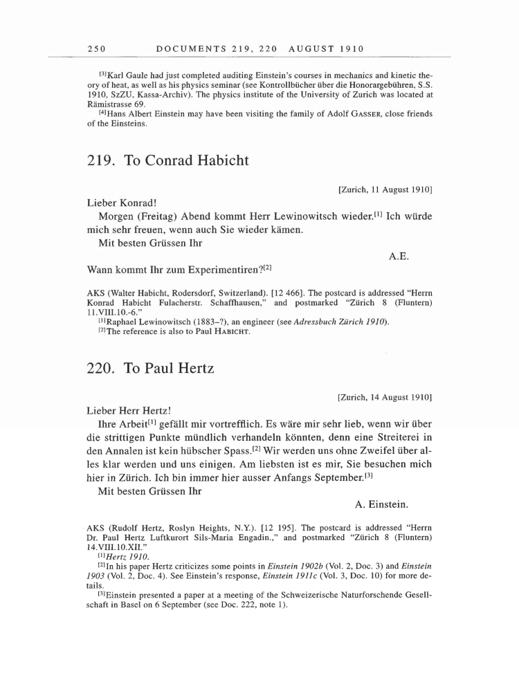 Volume 5: The Swiss Years: Correspondence, 1902-1914 page 250