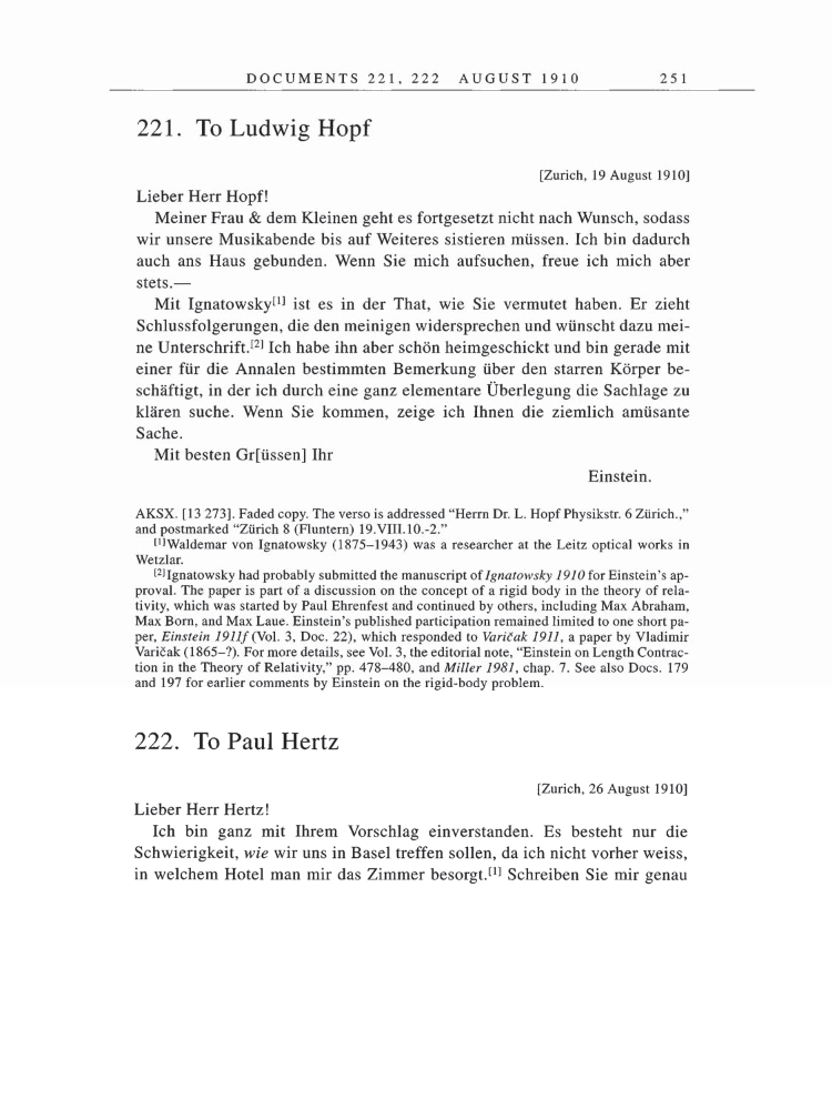 Volume 5: The Swiss Years: Correspondence, 1902-1914 page 251