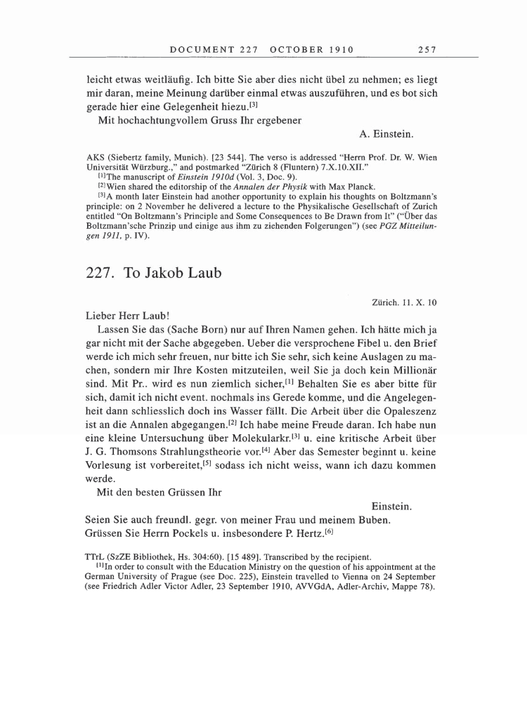 Volume 5: The Swiss Years: Correspondence, 1902-1914 page 257