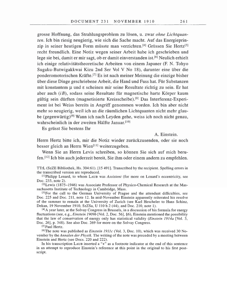 Volume 5: The Swiss Years: Correspondence, 1902-1914 page 261