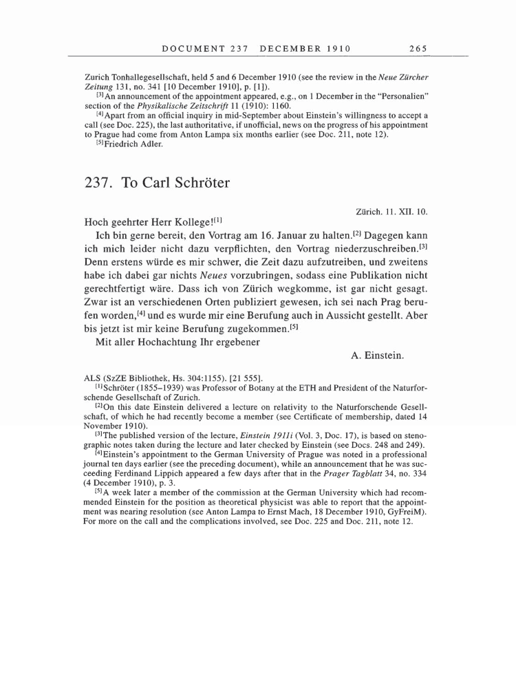 Volume 5: The Swiss Years: Correspondence, 1902-1914 page 265