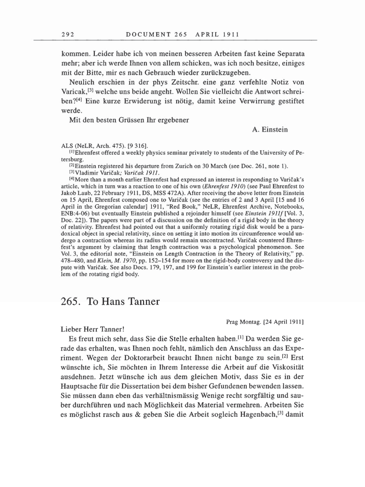 Volume 5: The Swiss Years: Correspondence, 1902-1914 page 292