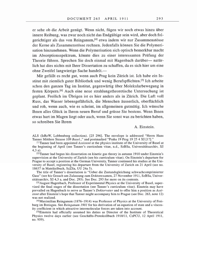 Volume 5: The Swiss Years: Correspondence, 1902-1914 page 293