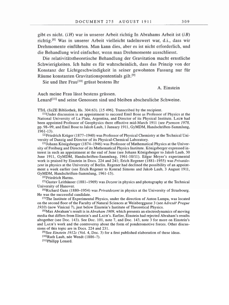 Volume 5: The Swiss Years: Correspondence, 1902-1914 page 309