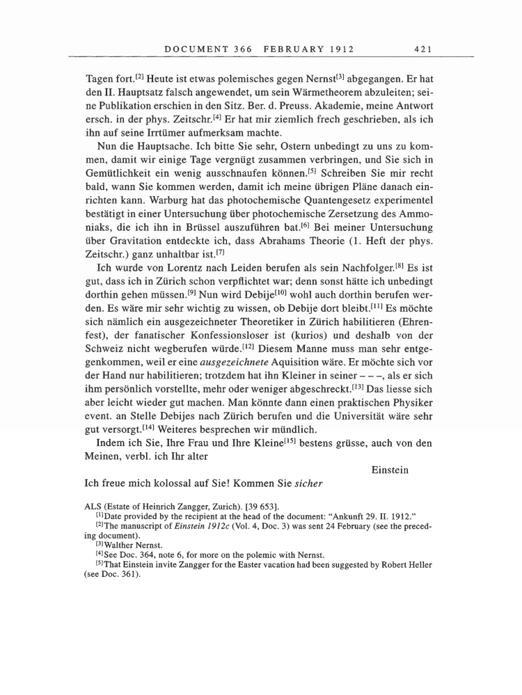 Volume 5: The Swiss Years: Correspondence, 1902-1914 page 421