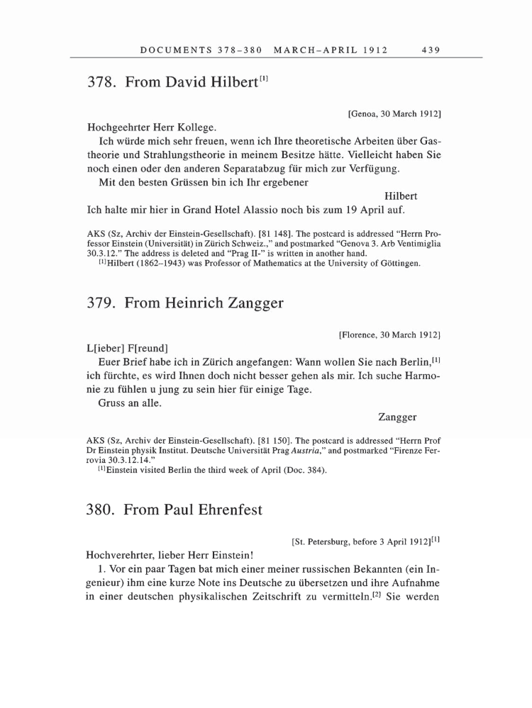 Volume 5: The Swiss Years: Correspondence, 1902-1914 page 439