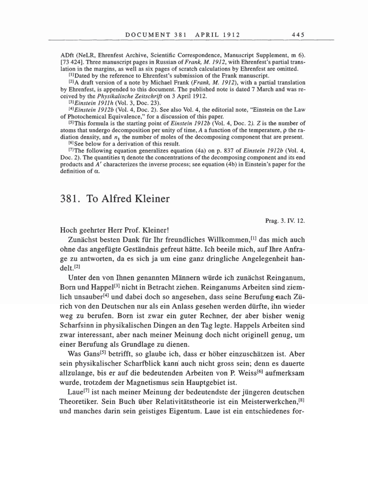 Volume 5: The Swiss Years: Correspondence, 1902-1914 page 445