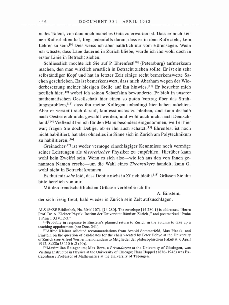 Volume 5: The Swiss Years: Correspondence, 1902-1914 page 446