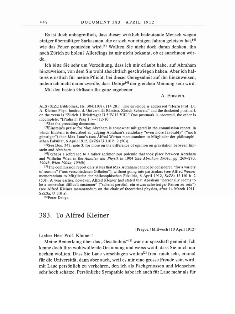 Volume 5: The Swiss Years: Correspondence, 1902-1914 page 448