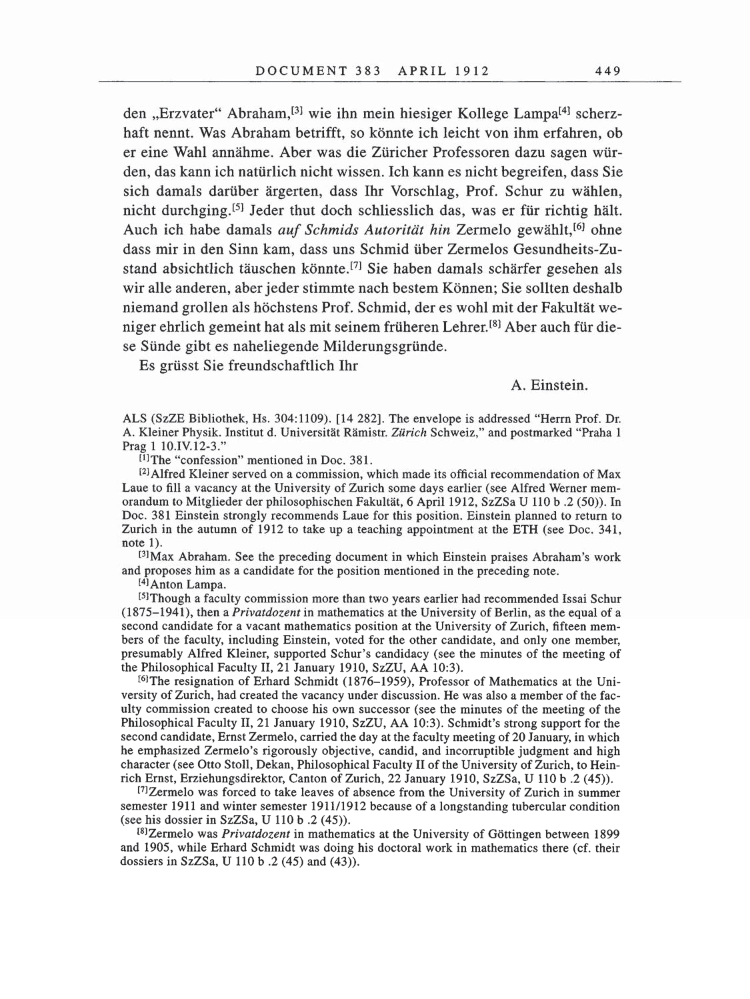 Volume 5: The Swiss Years: Correspondence, 1902-1914 page 449