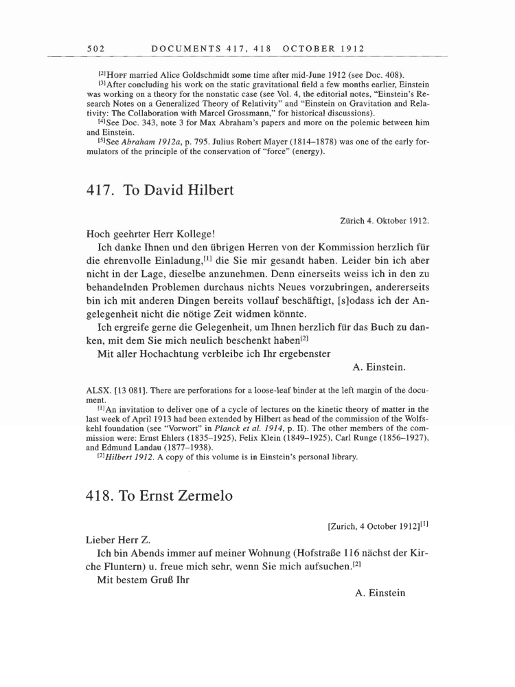 Volume 5: The Swiss Years: Correspondence, 1902-1914 page 502
