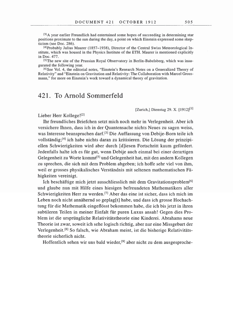 Volume 5: The Swiss Years: Correspondence, 1902-1914 page 505