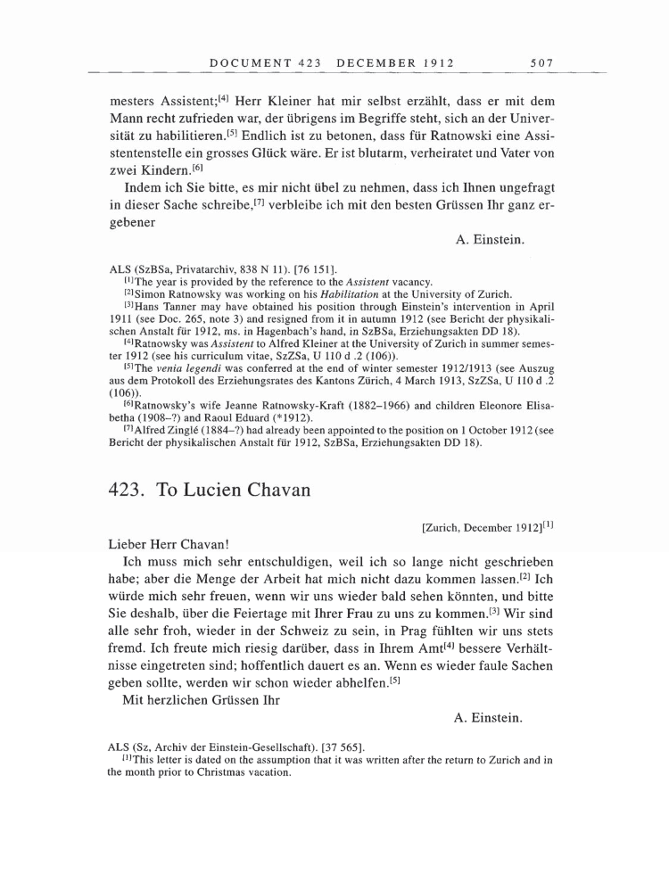 Volume 5: The Swiss Years: Correspondence, 1902-1914 page 507
