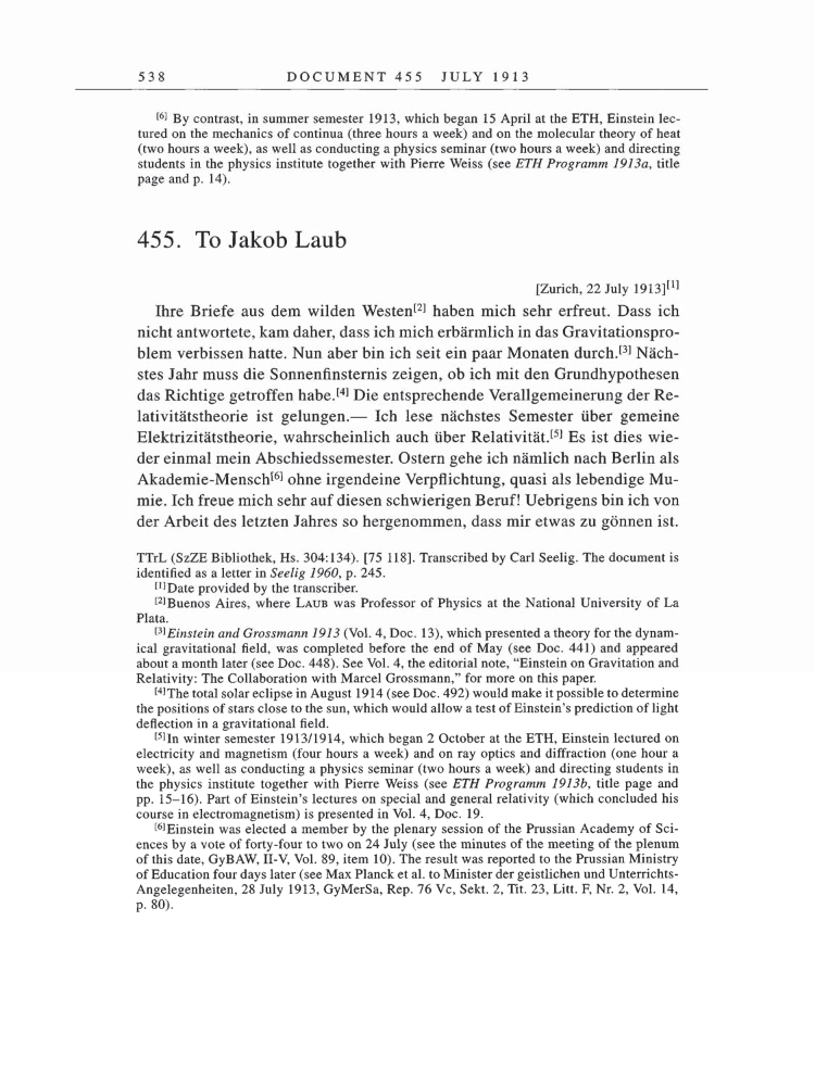 Volume 5: The Swiss Years: Correspondence, 1902-1914 page 538