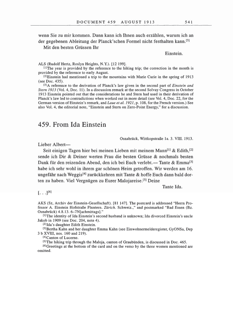 Volume 5: The Swiss Years: Correspondence, 1902-1914 page 541