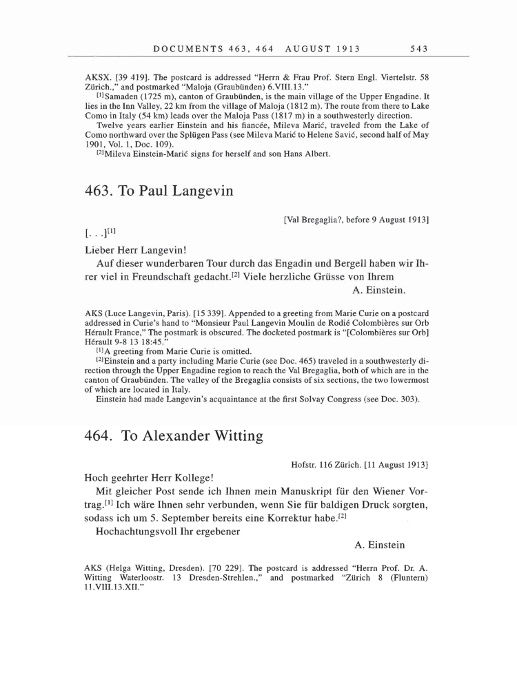 Volume 5: The Swiss Years: Correspondence, 1902-1914 page 543