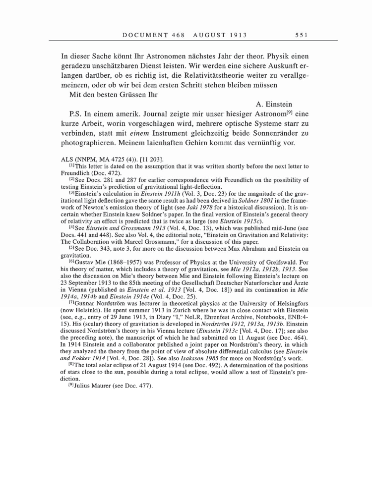 Volume 5: The Swiss Years: Correspondence, 1902-1914 page 551