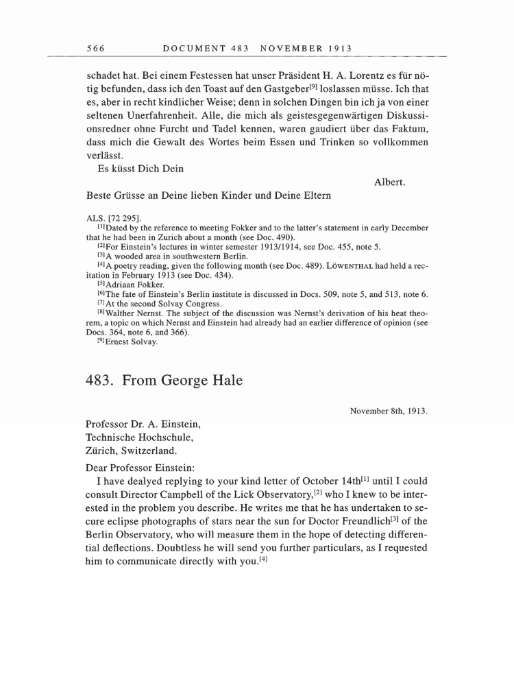 Volume 5: The Swiss Years: Correspondence, 1902-1914 page 566