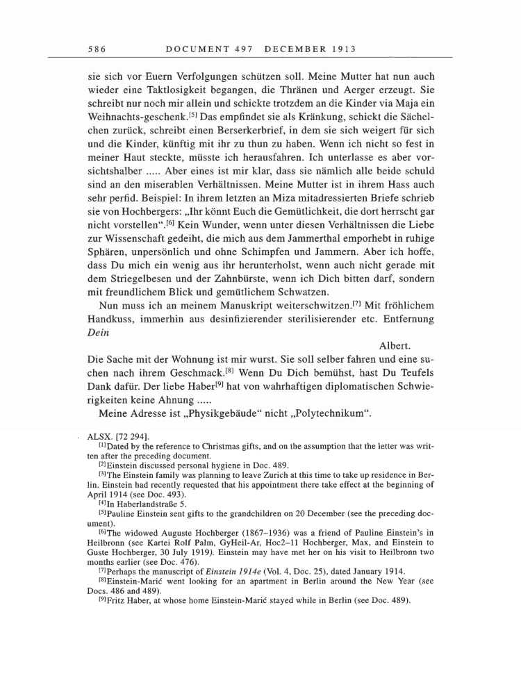 Volume 5: The Swiss Years: Correspondence, 1902-1914 page 586