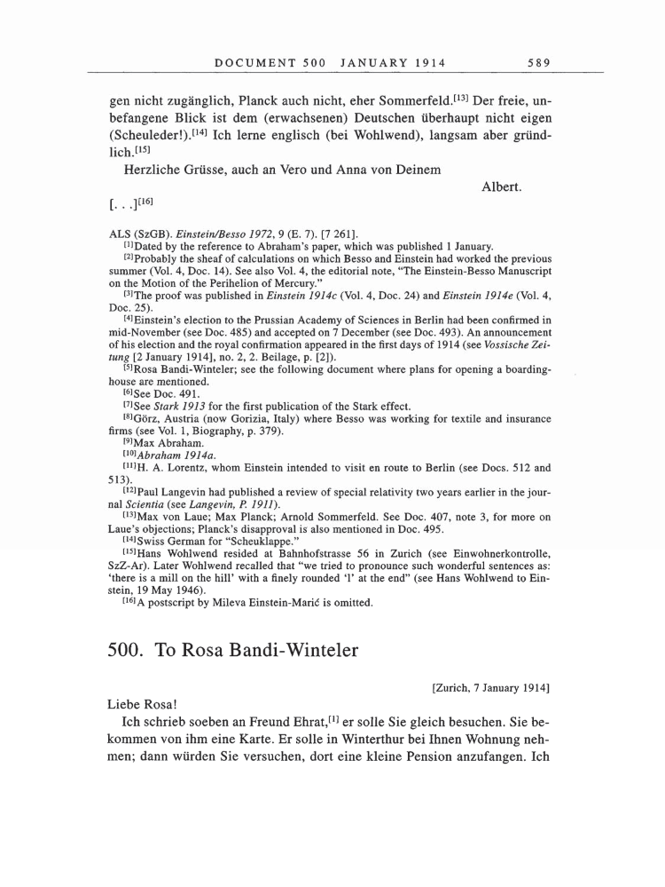 Volume 5: The Swiss Years: Correspondence, 1902-1914 page 589