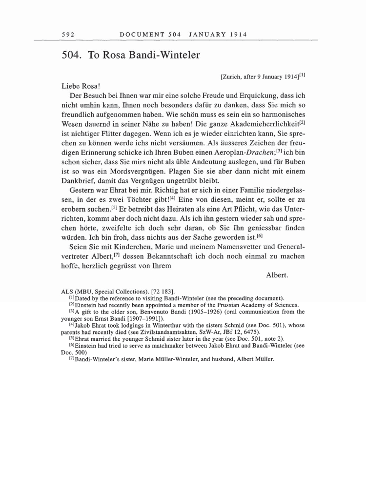Volume 5: The Swiss Years: Correspondence, 1902-1914 page 592
