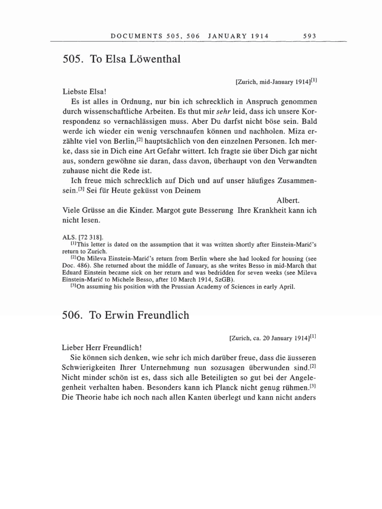 Volume 5: The Swiss Years: Correspondence, 1902-1914 page 593
