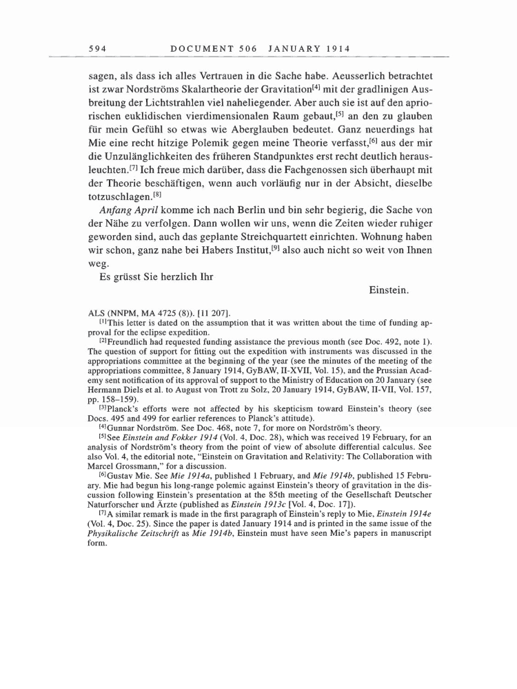 Volume 5: The Swiss Years: Correspondence, 1902-1914 page 594