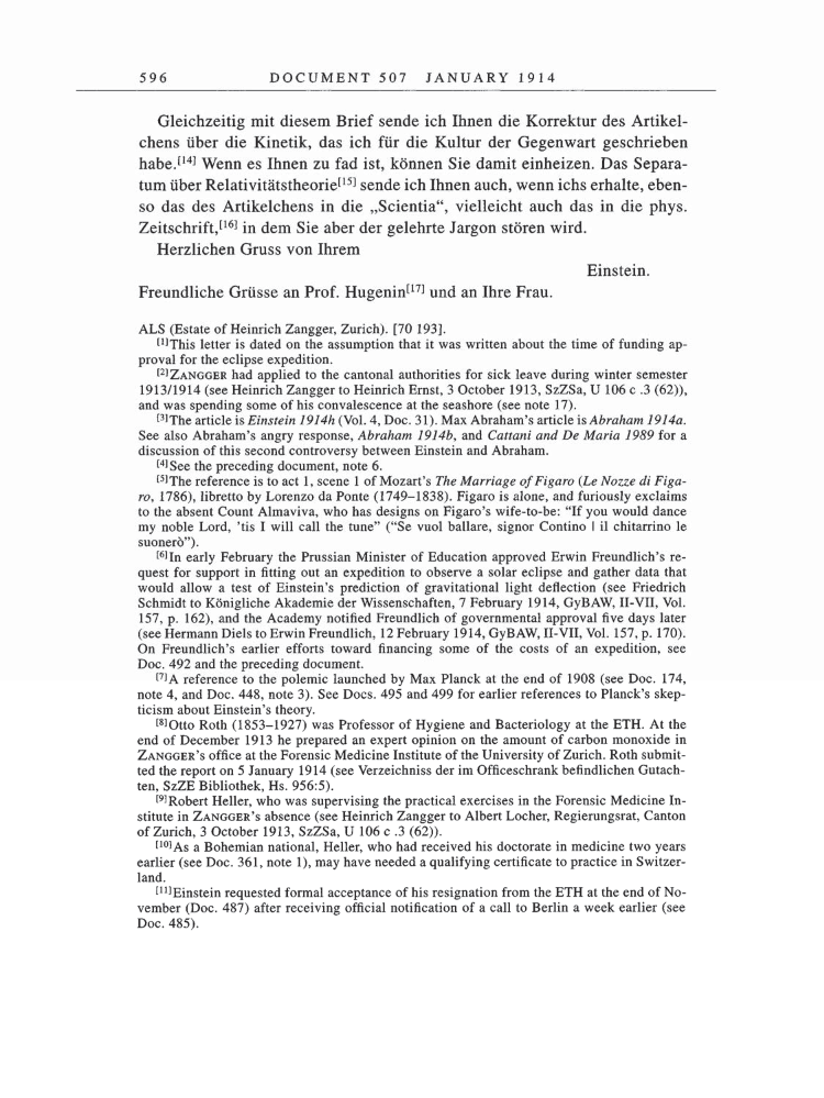 Volume 5: The Swiss Years: Correspondence, 1902-1914 page 596