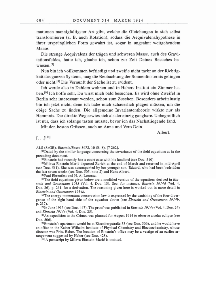 Volume 5: The Swiss Years: Correspondence, 1902-1914 page 604