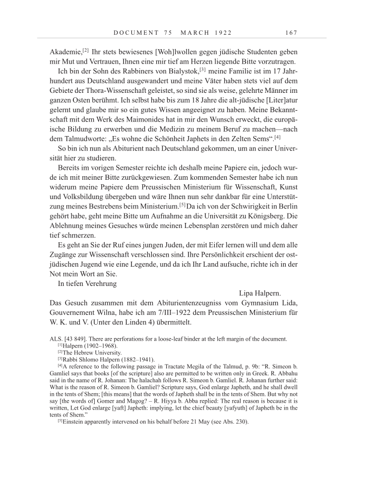 Volume 13: The Berlin Years: Writings & Correspondence January 1922-March 1923 page 167