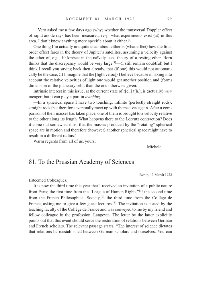 Volume 13: The Berlin Years: Writings & Correspondence January 1922-March 1923 (English translation supplement) page 99