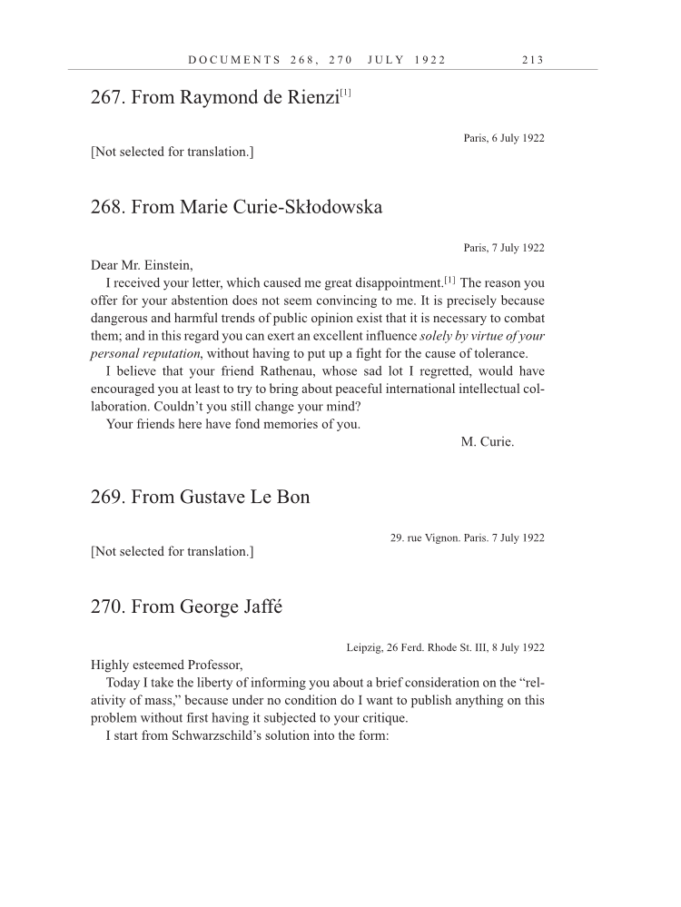 Volume 13: The Berlin Years: Writings & Correspondence January 1922-March 1923 (English translation supplement) page 213