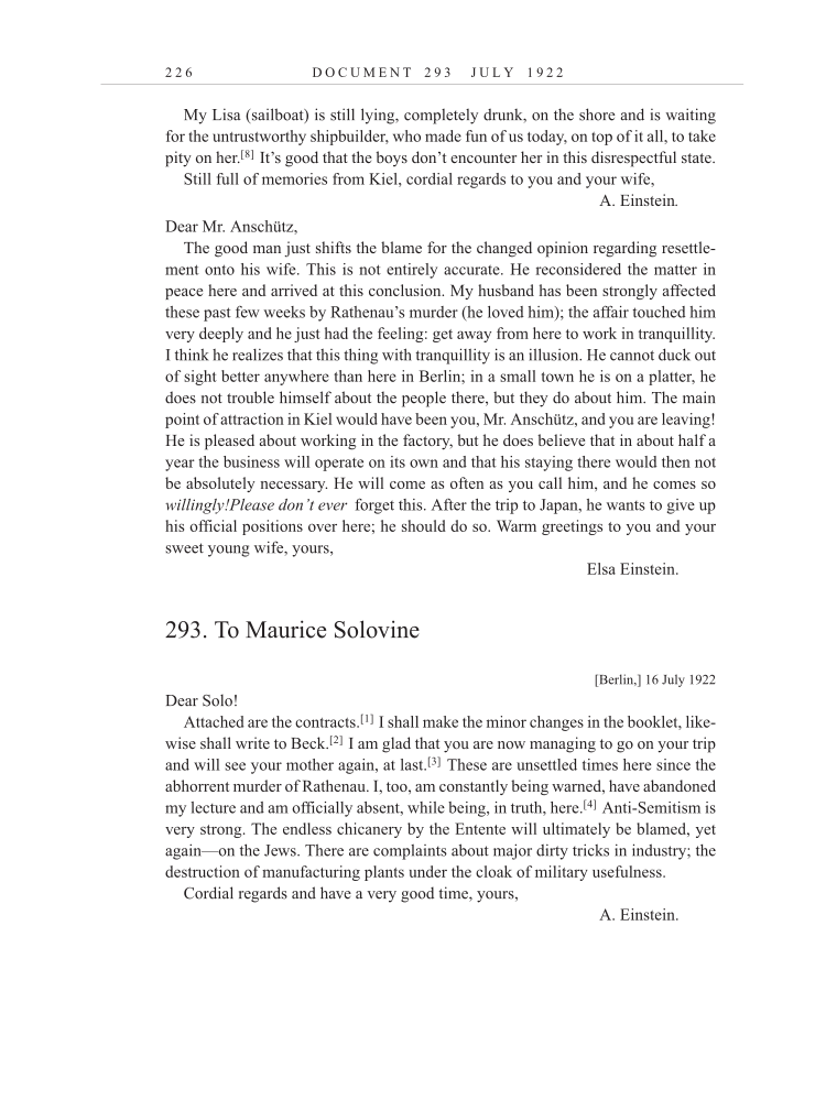 Volume 13: The Berlin Years: Writings & Correspondence January 1922-March 1923 (English translation supplement) page 226
