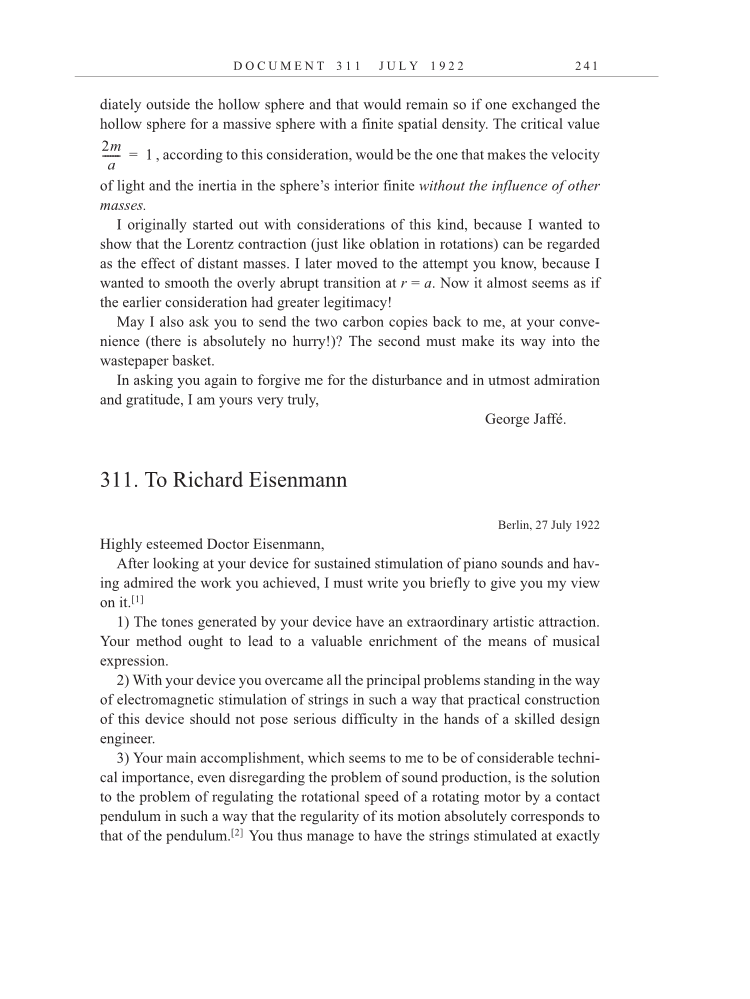 Volume 13: The Berlin Years: Writings & Correspondence January 1922-March 1923 (English translation supplement) page 241