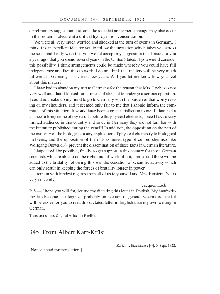 Volume 13: The Berlin Years: Writings & Correspondence January 1922-March 1923 (English translation supplement) page 275