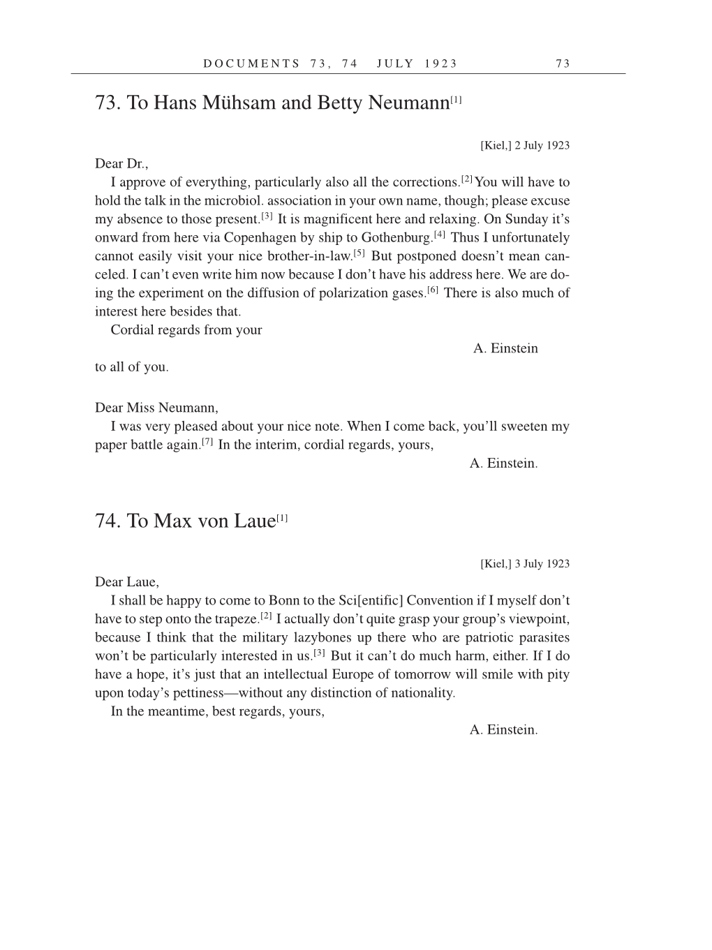 Volume 14: The Berlin Years: Writings & Correspondence, April 1923-May 1925 (English Translation Supplement) page 73