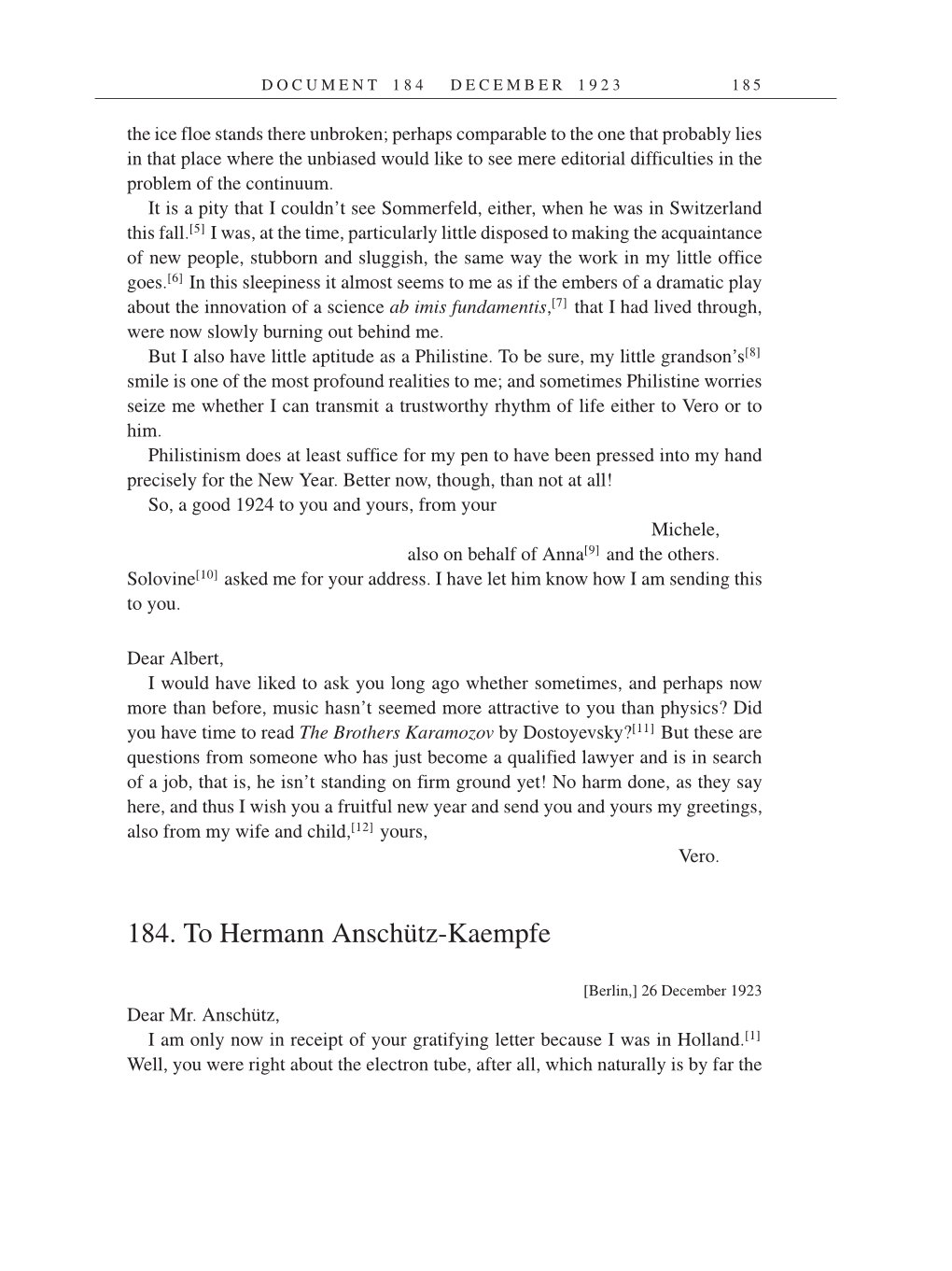 Volume 14: The Berlin Years: Writings & Correspondence, April 1923-May 1925 (English Translation Supplement) page 185